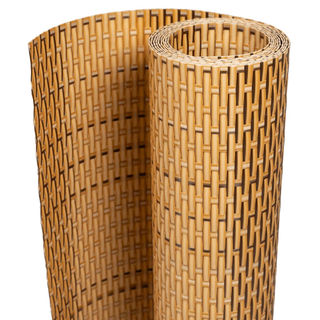 vidaXL Balcony Screen Light Brown 500x90 cm Poly Rattan 2