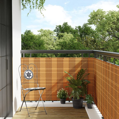 vidaXL Balcony Screen Light Brown 500x90 cm Poly Rattan 1