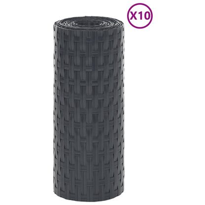 vidaXL Balcony Screens 10 pcs Anthracite 255x19 cm Poly Rattan 3