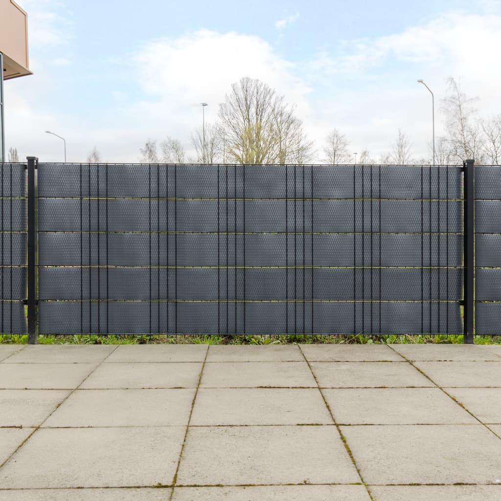 vidaXL Balcony Screens 10 pcs Anthracite 255x19 cm Poly Rattan 1
