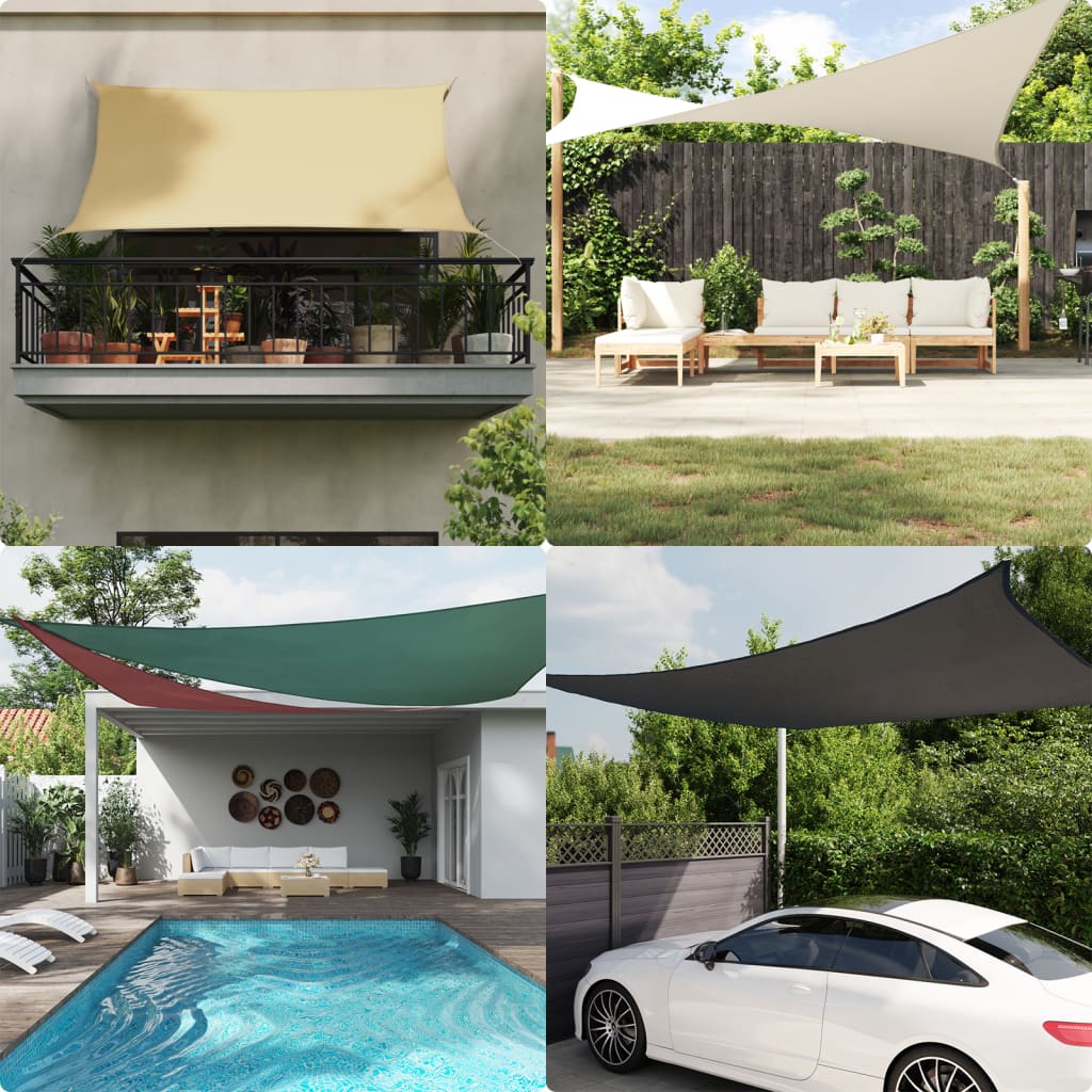 vidaXL Sun Shade Sail Light Grey 5x4 m 100% Polyester Oxford 1