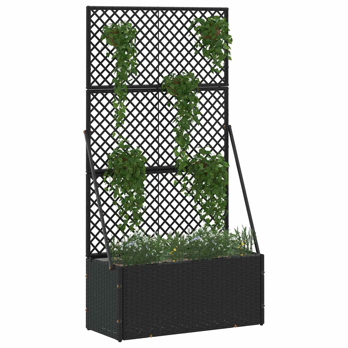 vidaXL Garden Trellis Planter Black 70 x 30 x 135 cm Metal 2