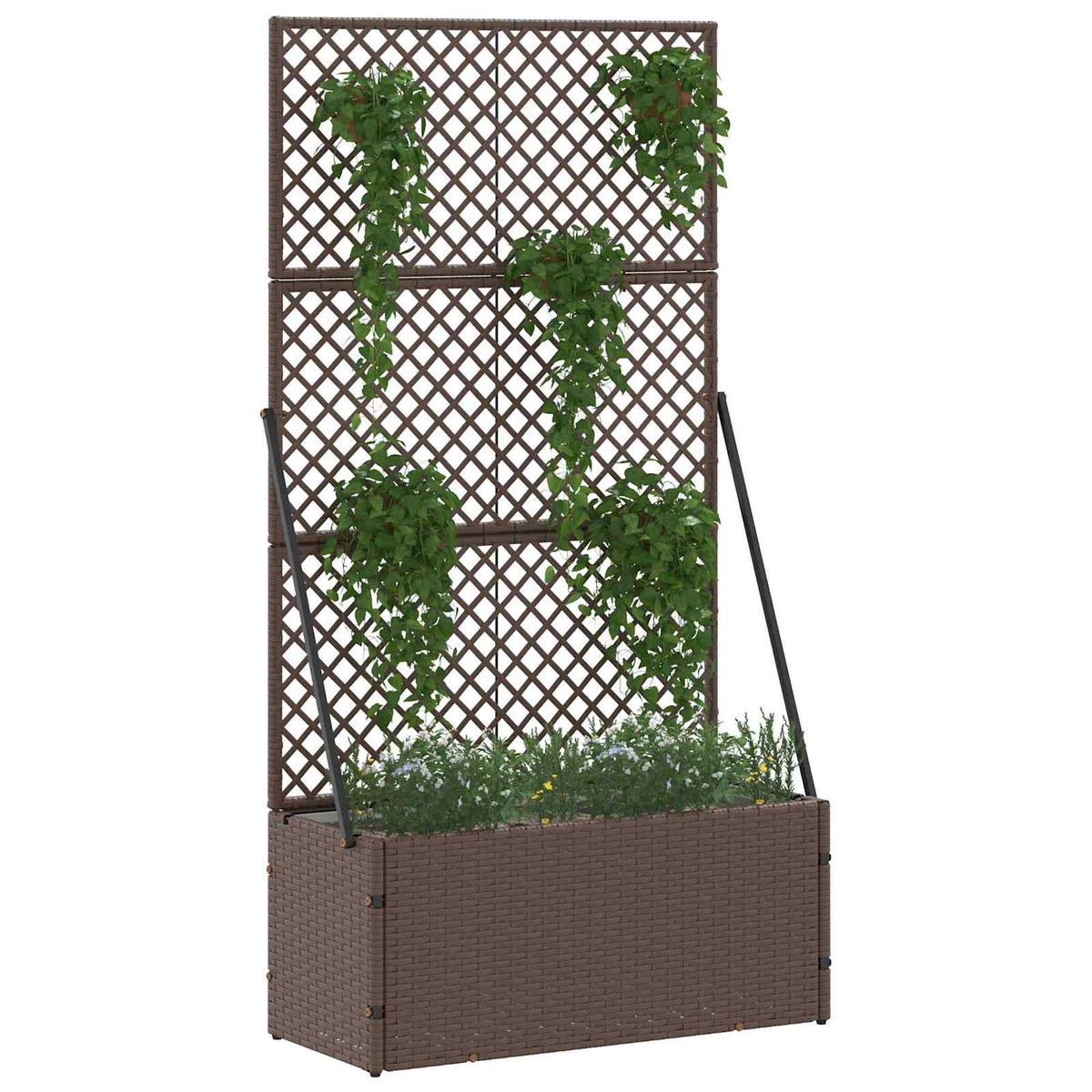 vidaXL Garden Trellis Planter Brown 70 x 30 x 135 cm Metal 2