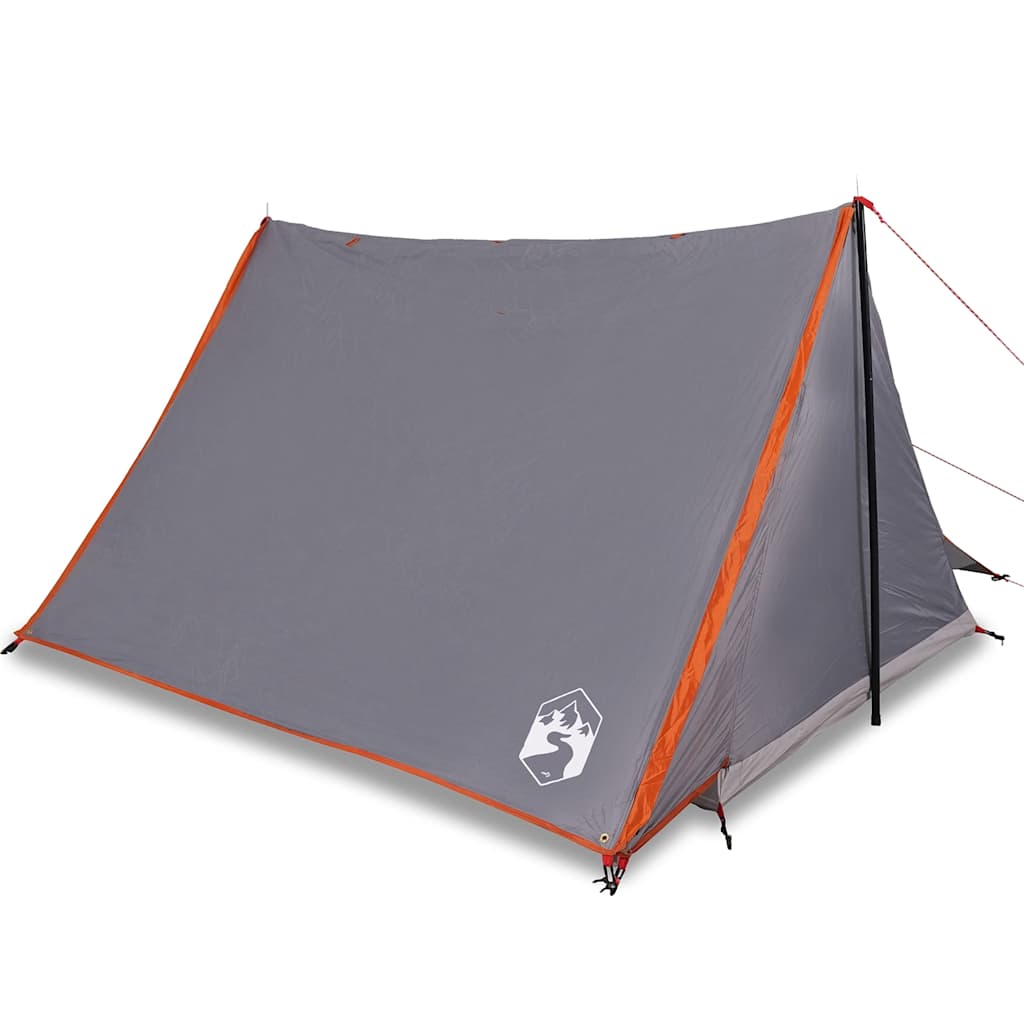 vidaXL Camping Tent 2-Person Grey and Orange Waterproof 2