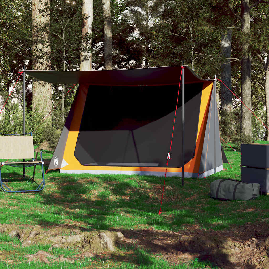vidaXL Camping Tent 2-Person Grey and Orange Waterproof 3