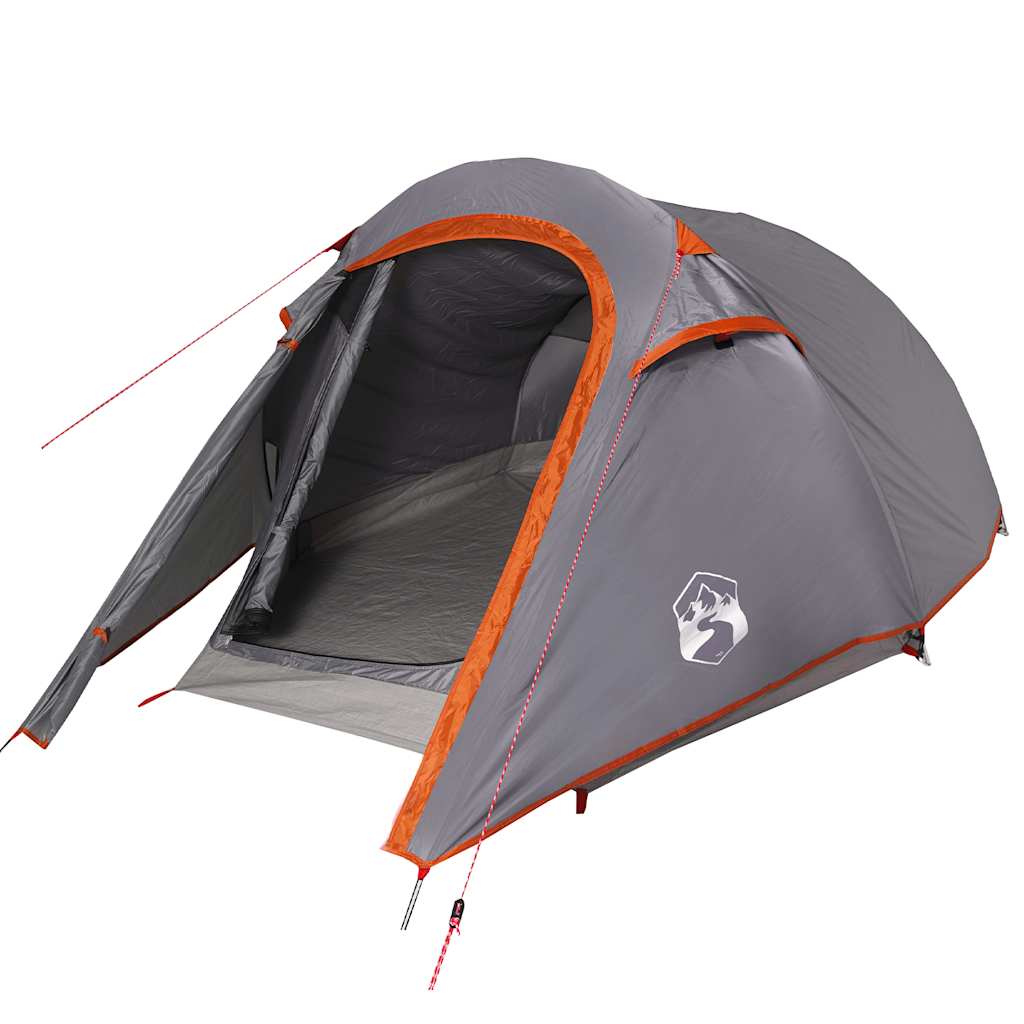 vidaXL Camping Tent Tunnel 2-Person Grey and Orange Waterproof 2