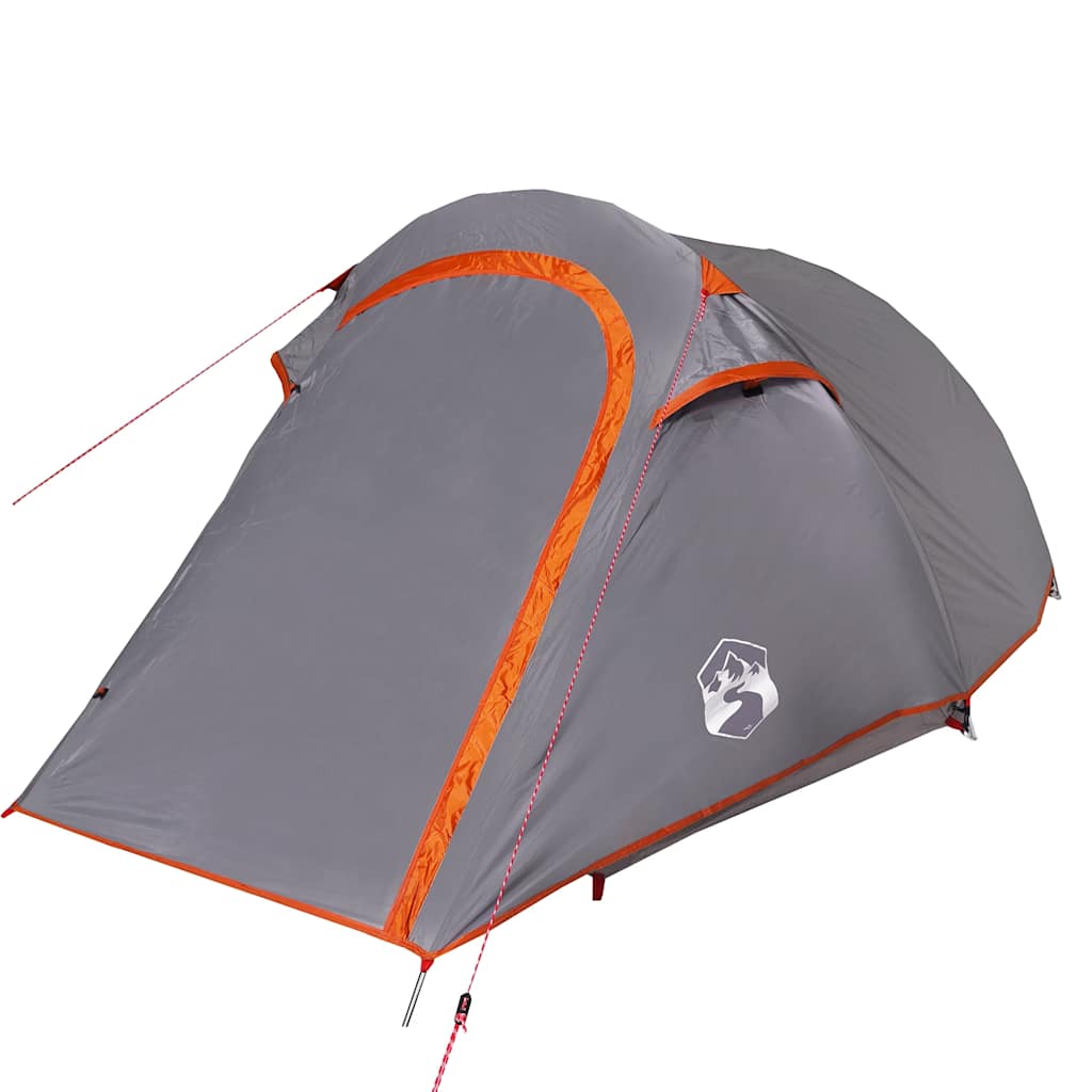 vidaXL Camping Tent Tunnel 2-Person Grey and Orange Waterproof 5