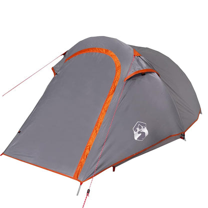 vidaXL Camping Tent Tunnel 2-Person Grey and Orange Waterproof 5