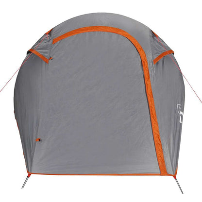 vidaXL Camping Tent Tunnel 2-Person Grey and Orange Waterproof 6