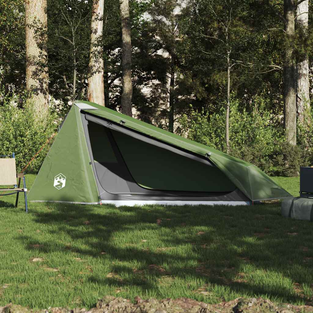 vidaXL Camping Tent Tunnel 1-Person Green Waterproof 3