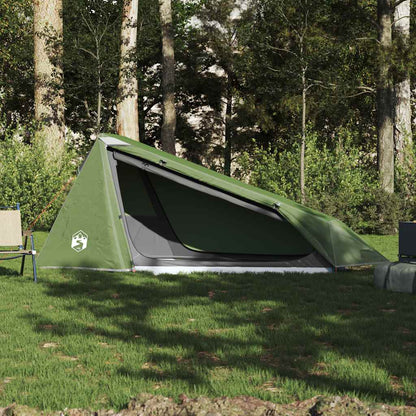 vidaXL Camping Tent Tunnel 1-Person Green Waterproof 3