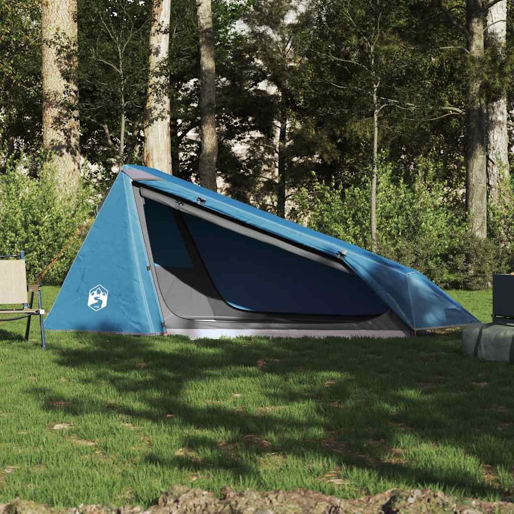 vidaXL Camping Tent Tunnel 1-Person Blue Waterproof 3
