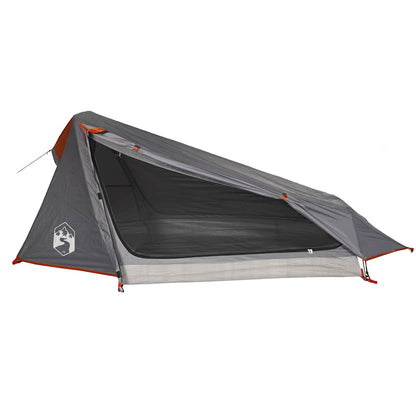 vidaXL Camping Tent Tunnel 1-Person Grey and Orange Waterproof 2