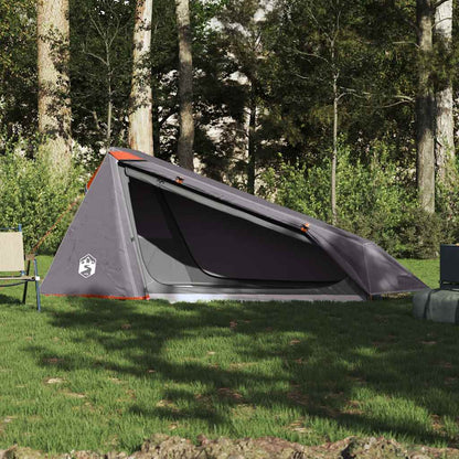 vidaXL Camping Tent Tunnel 1-Person Grey and Orange Waterproof 3