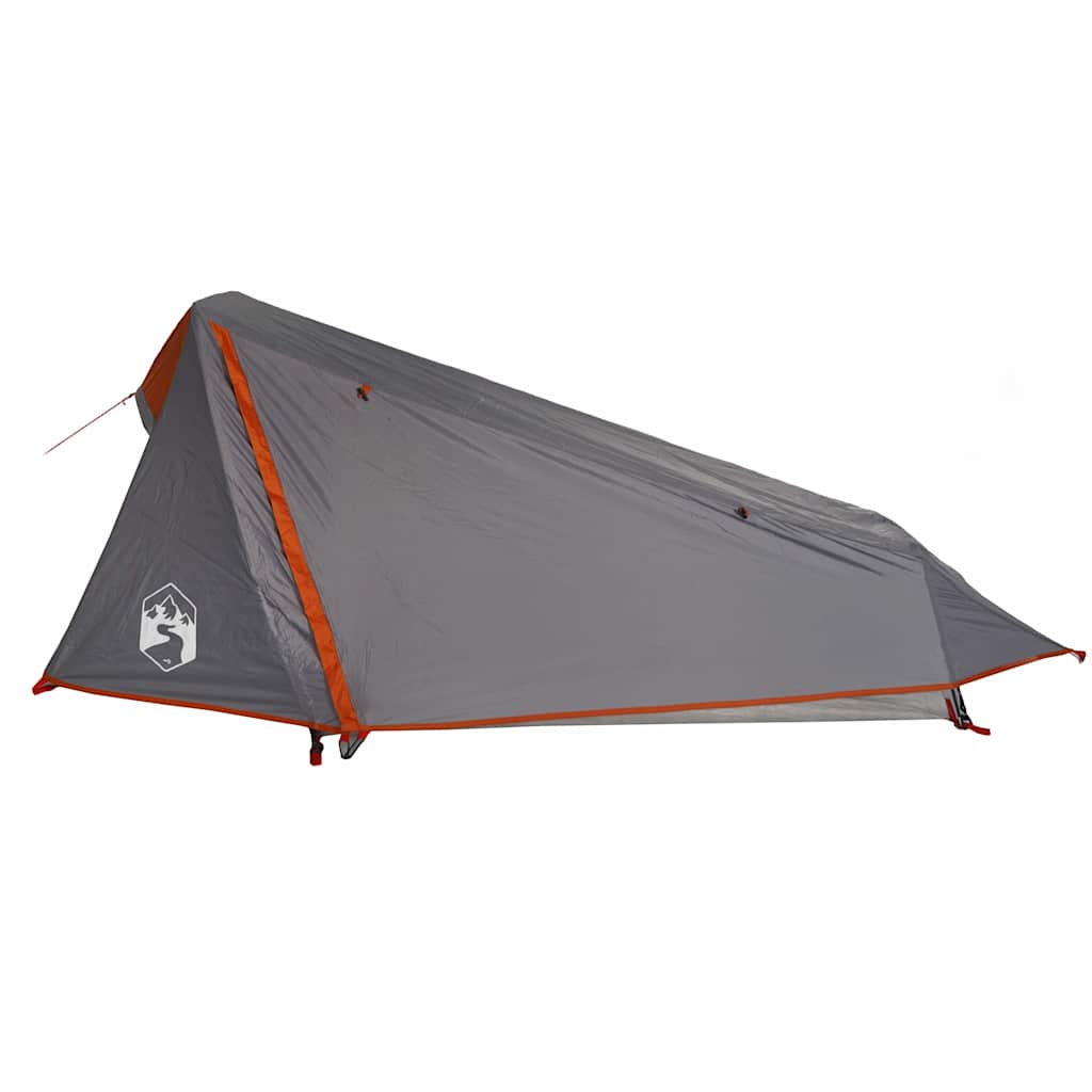 vidaXL Camping Tent Tunnel 1-Person Grey and Orange Waterproof 5