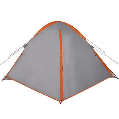 vidaXL Camping Tent Dome 4-Person Grey and Orange Waterproof 6