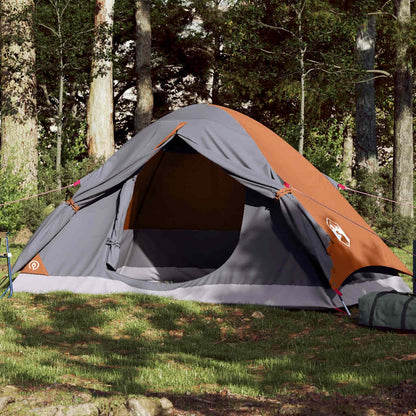 vidaXL Camping Tent Dome 4-Person Grey and Orange Waterproof 1