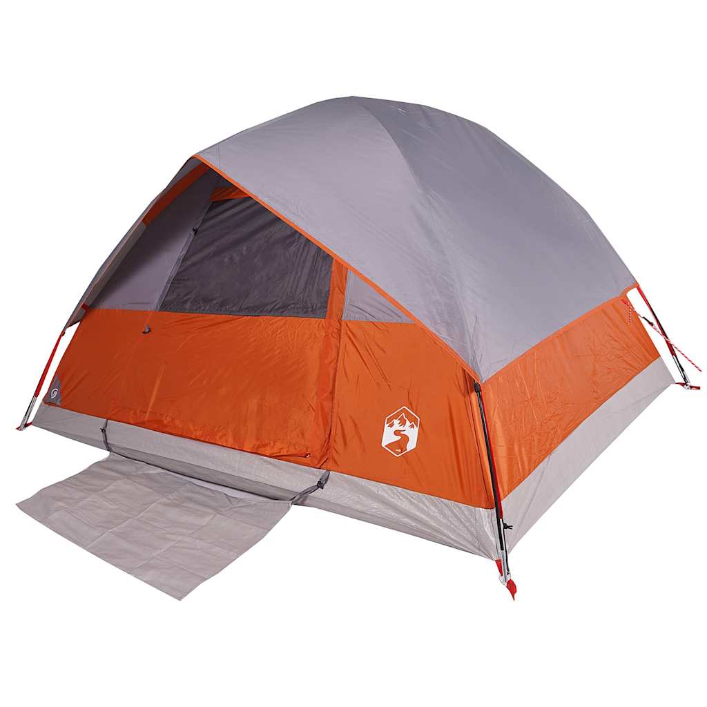 vidaXL Camping Tent Dome 3-Person Grey and Orange Waterproof 3