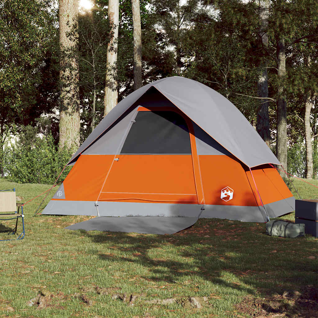 vidaXL Camping Tent Dome 3-Person Grey and Orange Waterproof 4