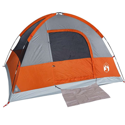 vidaXL Camping Tent Dome 3-Person Grey and Orange Waterproof 5