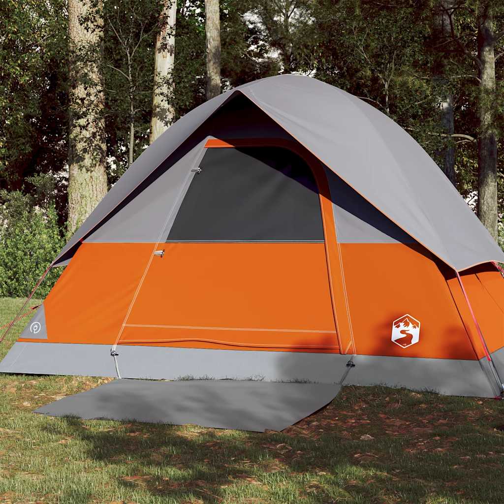 vidaXL Camping Tent Dome 3-Person Grey and Orange Waterproof 1
