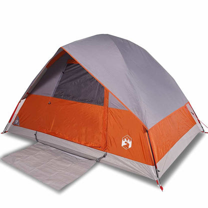vidaXL Camping Tent Dome 4-Person Grey and Orange Waterproof 2