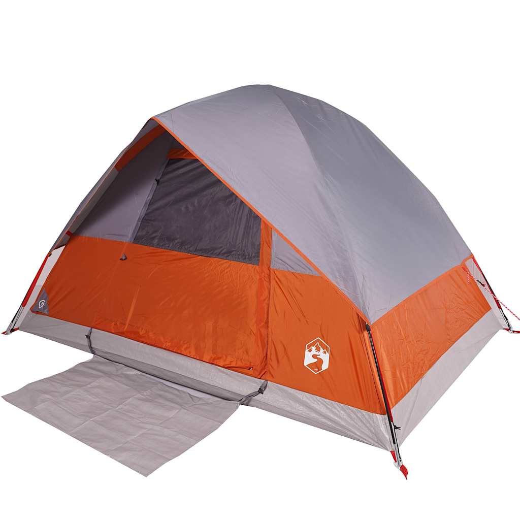 vidaXL Camping Tent Dome 4-Person Grey and Orange Waterproof 3