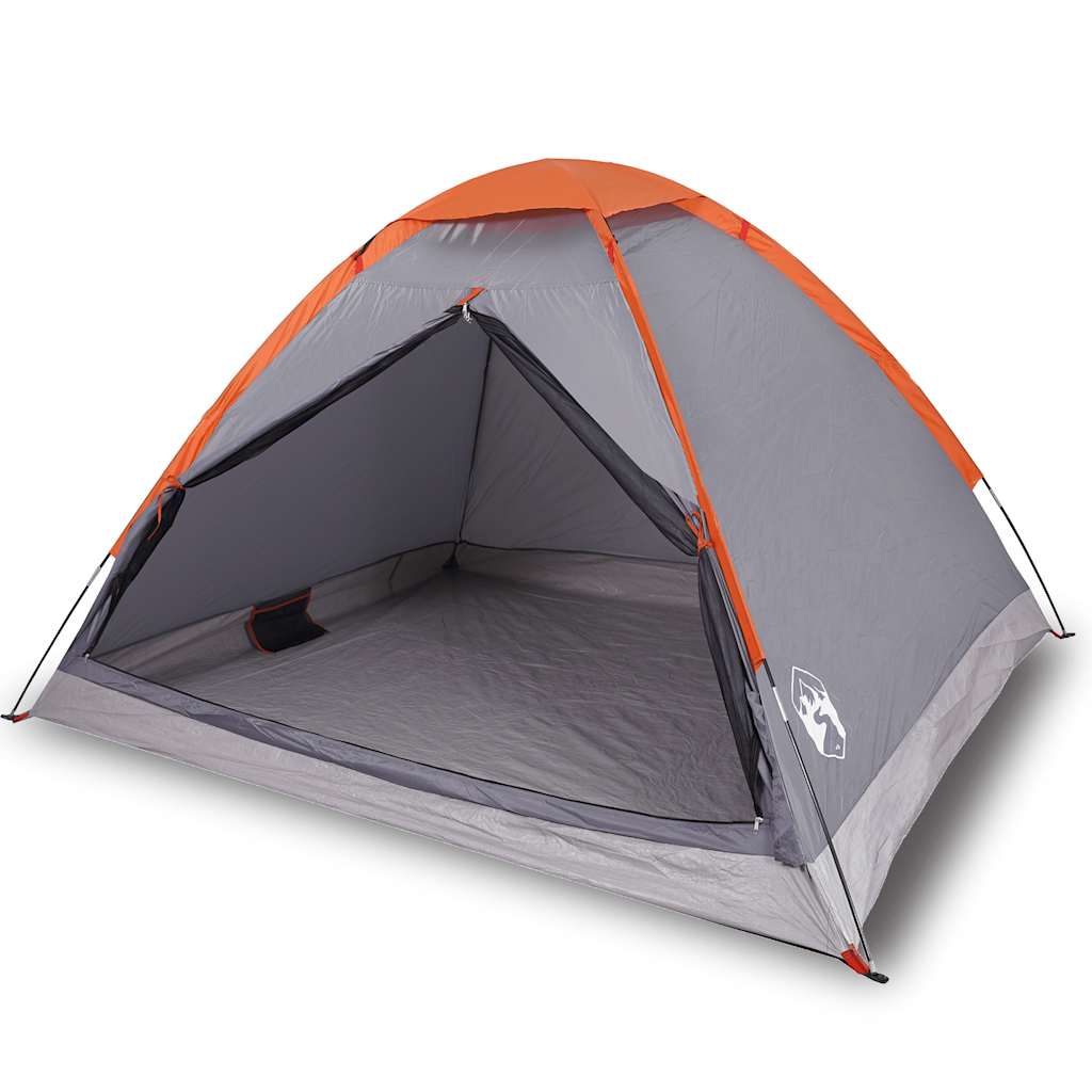 vidaXL Camping Tent Dome 4-Person Grey and Orange Waterproof 2