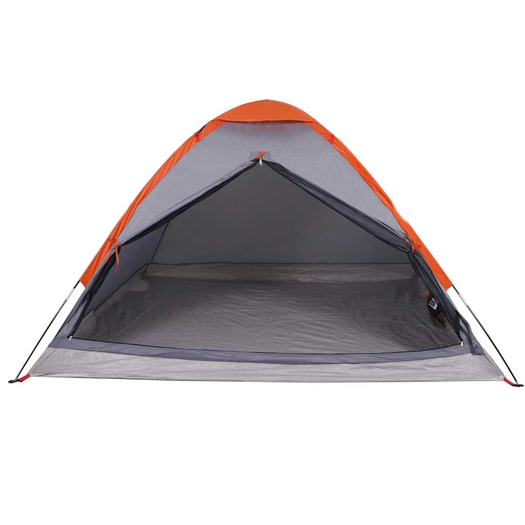 vidaXL Camping Tent Dome 4-Person Grey and Orange Waterproof 5