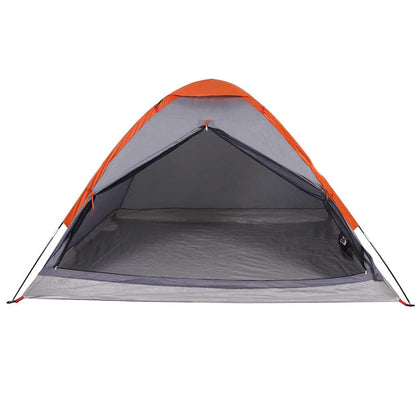 vidaXL Camping Tent Dome 4-Person Grey and Orange Waterproof 5