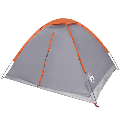 vidaXL Camping Tent Dome 4-Person Grey and Orange Waterproof 6