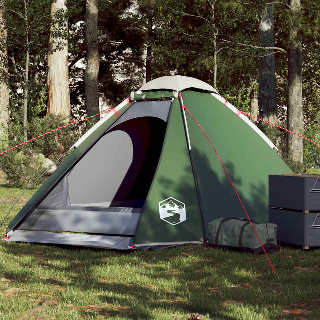 vidaXL Camping Tent Dome 4-Person Green Waterproof 1