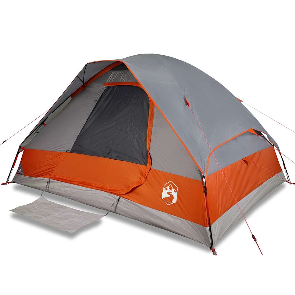vidaXL Camping Tent Dome 2-Person Grey and Orange Waterproof 2