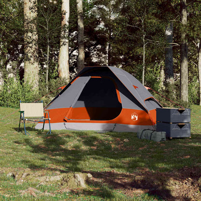 vidaXL Camping Tent Dome 2-Person Grey and Orange Waterproof 3