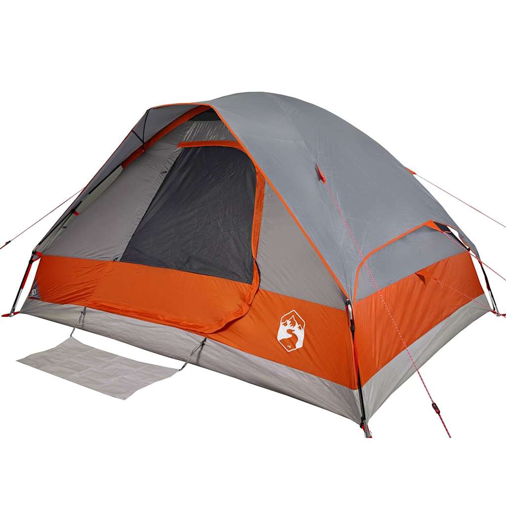 vidaXL Camping Tent Dome 2-Person Grey and Orange Waterproof 4