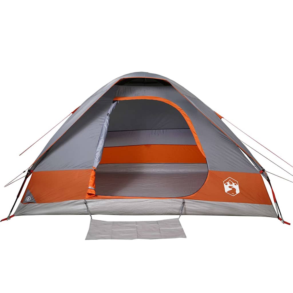 vidaXL Camping Tent Dome 2-Person Grey and Orange Waterproof 6