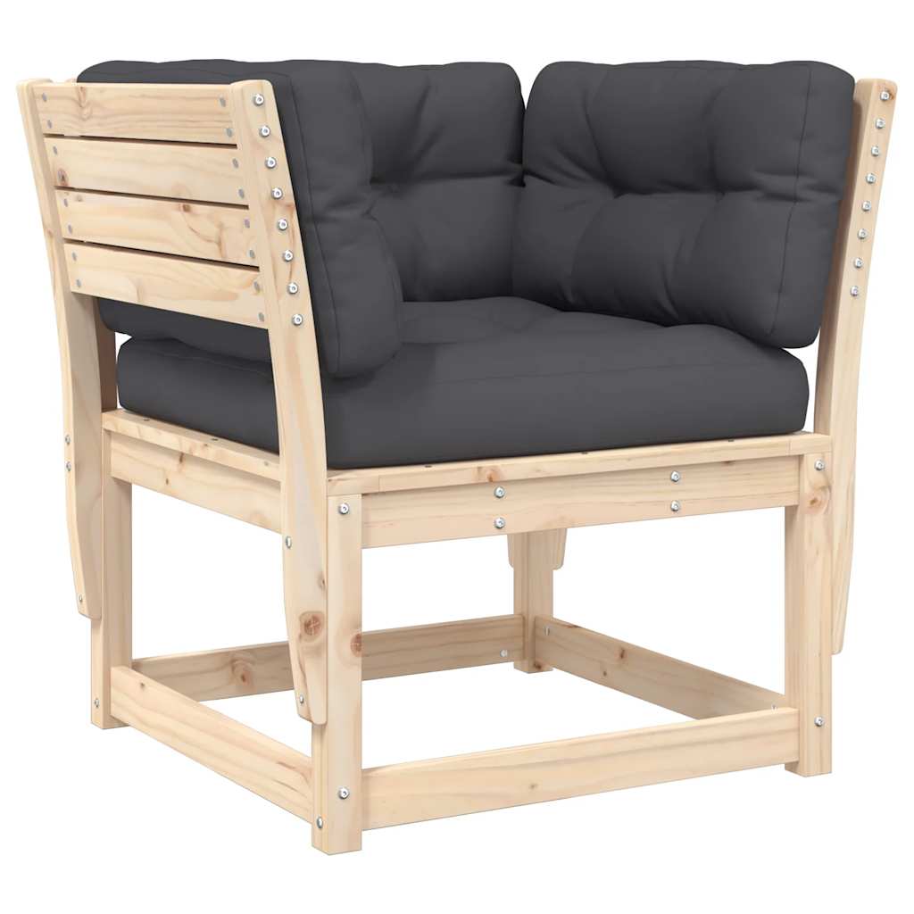 vidaXL Garden Sofa Armrest with Cushions Solid Wood Pine 2