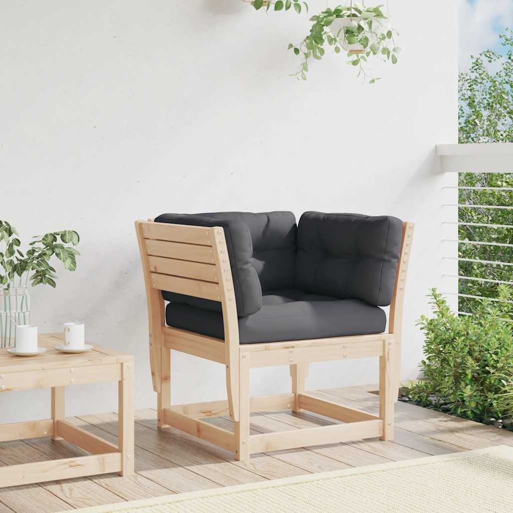 vidaXL Garden Sofa Armrest with Cushions Solid Wood Pine 3