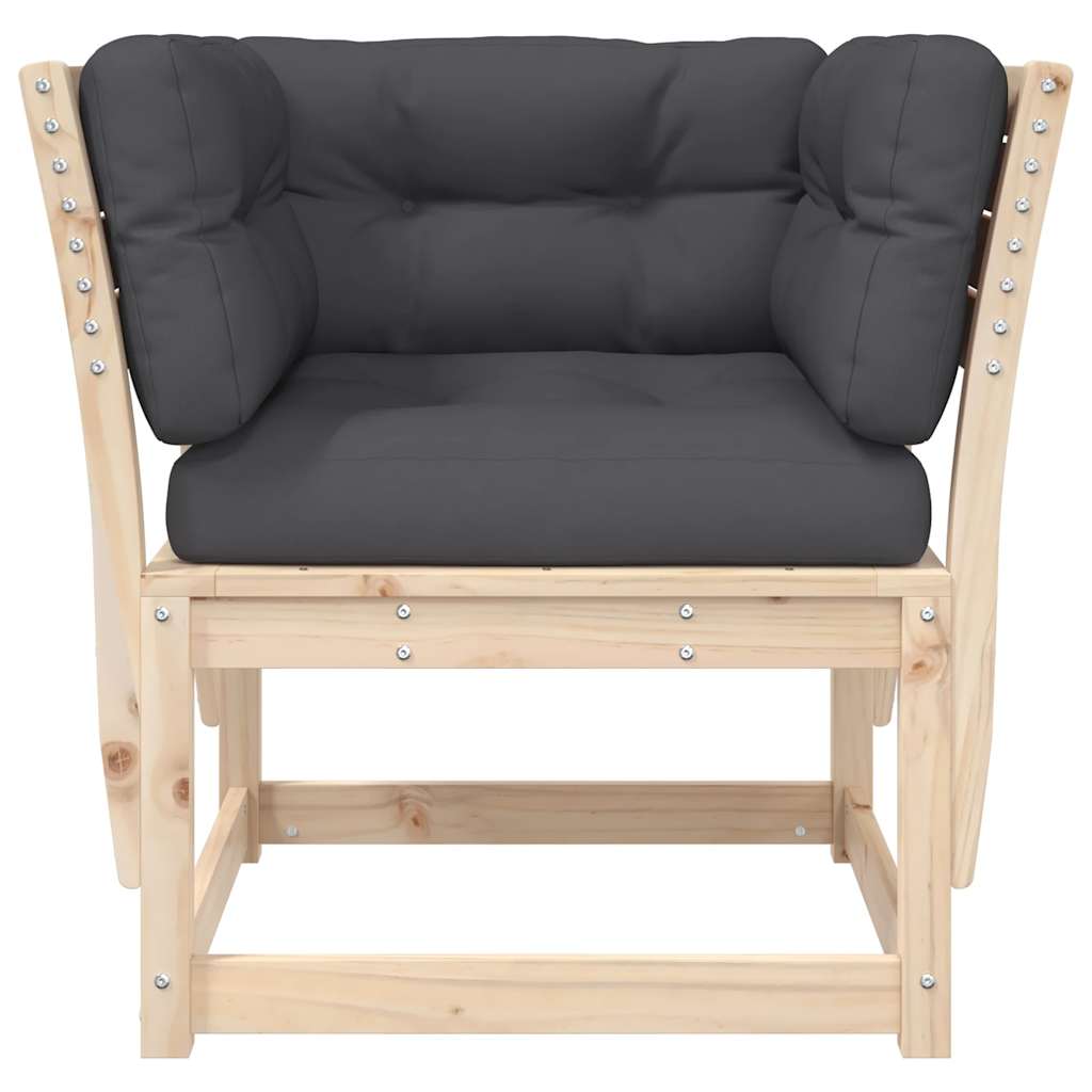 vidaXL Garden Sofa Armrest with Cushions Solid Wood Pine 5