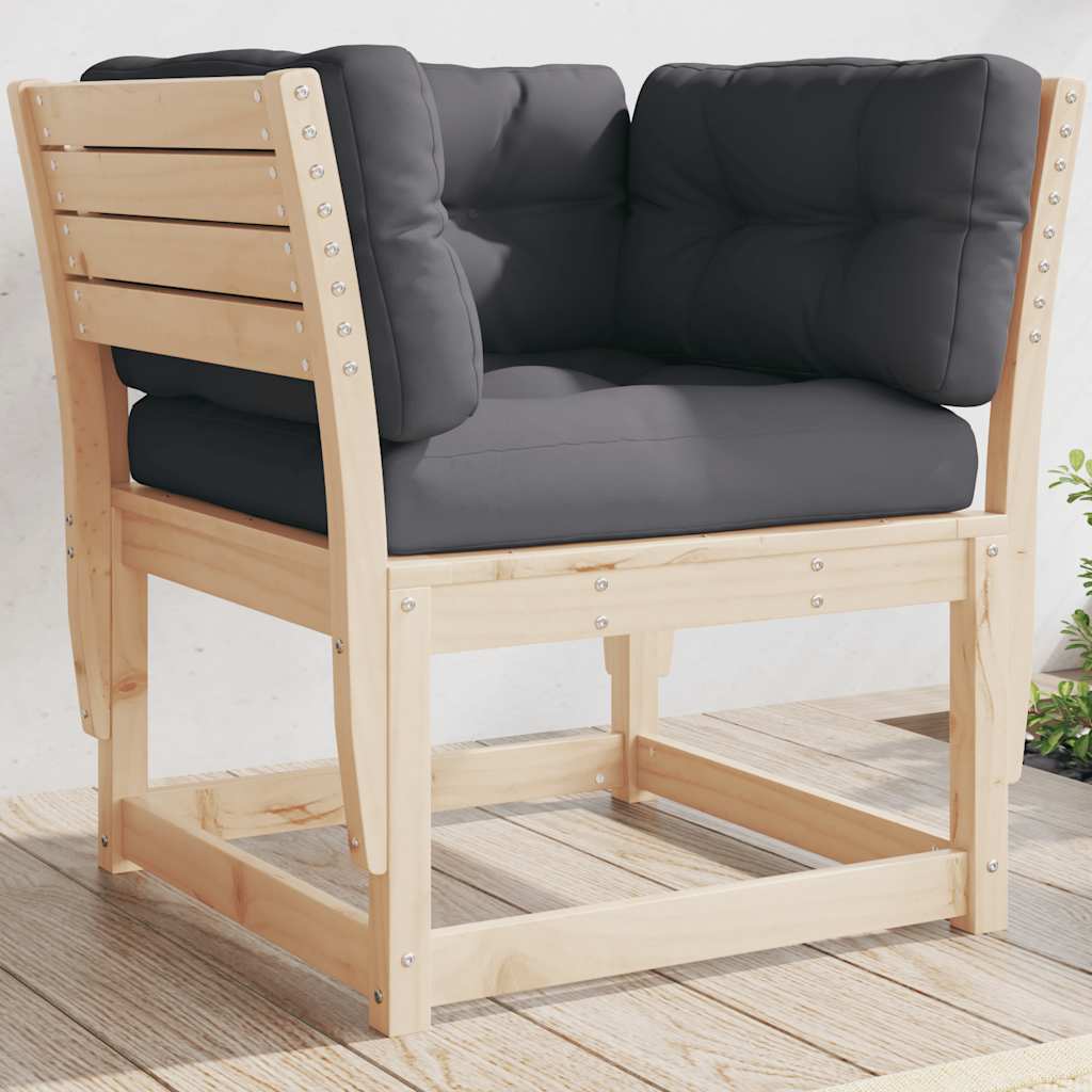 vidaXL Garden Sofa Armrest with Cushions Solid Wood Pine 1