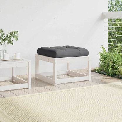 vidaXL Garden Footstool with Cushions White Solid Wood Pine 3