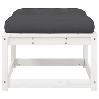 vidaXL Garden Footstool with Cushions White Solid Wood Pine 5
