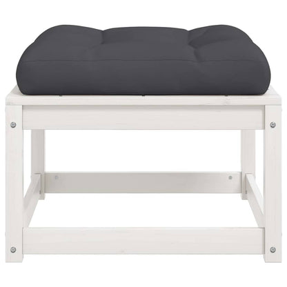vidaXL Garden Footstool with Cushions White Solid Wood Pine 6