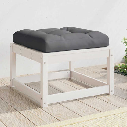 vidaXL Garden Footstool with Cushions White Solid Wood Pine 1