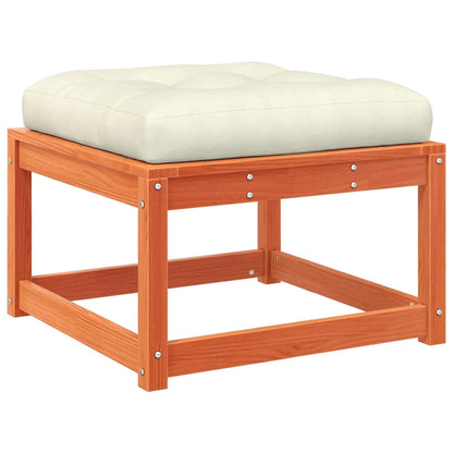 vidaXL Garden Footstool with Cushions Wax Brown Solid Wood Pine 2