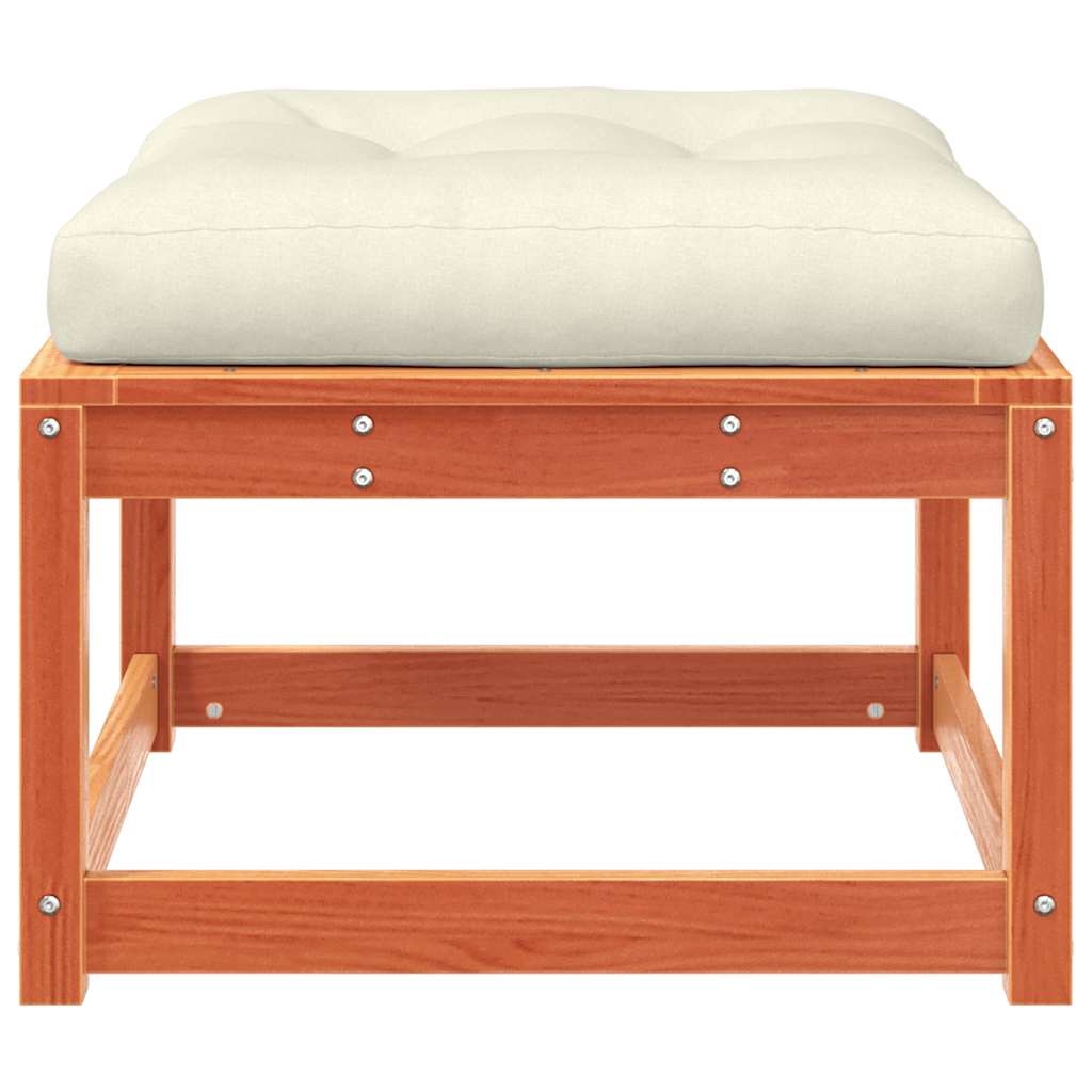 vidaXL Garden Footstool with Cushions Wax Brown Solid Wood Pine 5