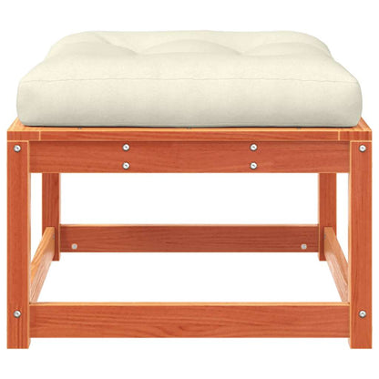 vidaXL Garden Footstool with Cushions Wax Brown Solid Wood Pine 5