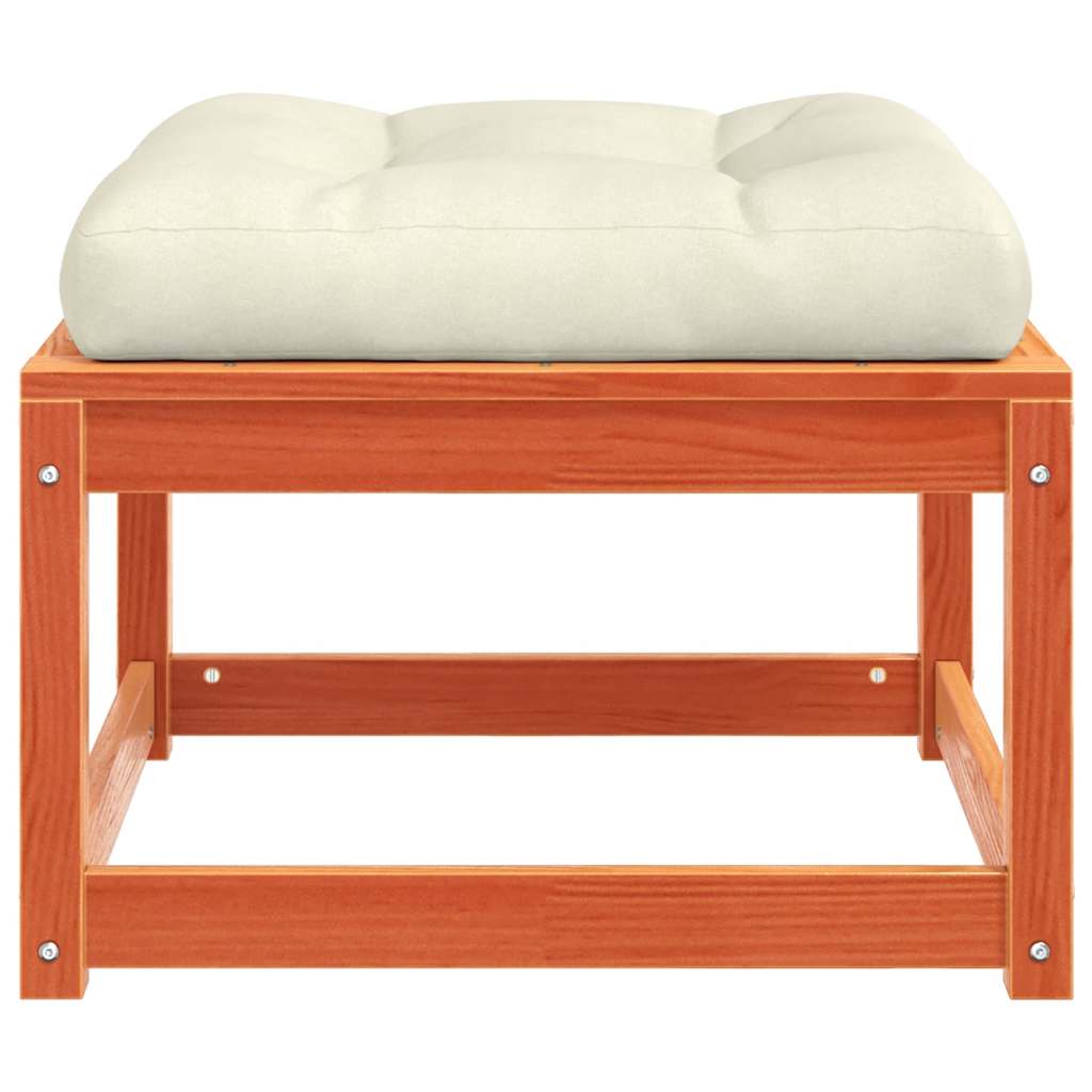 vidaXL Garden Footstool with Cushions Wax Brown Solid Wood Pine 6