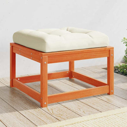 vidaXL Garden Footstool with Cushions Wax Brown Solid Wood Pine 1