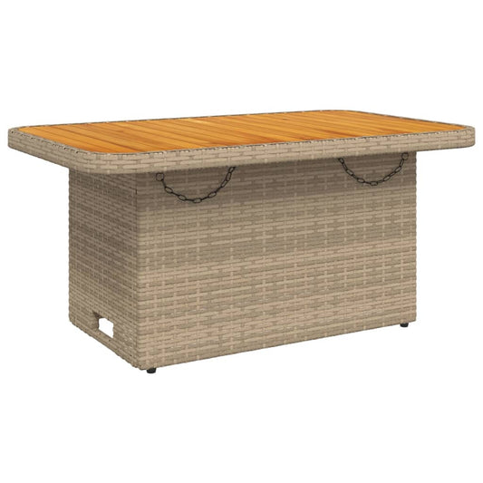 Garden Table Poly Rattan and Acacia Wood Beige 90 cm 55 cm